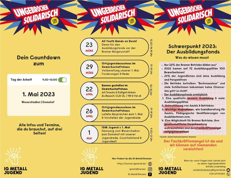 Ausbildungsfonds und Countdown zum 1. Mai 2023