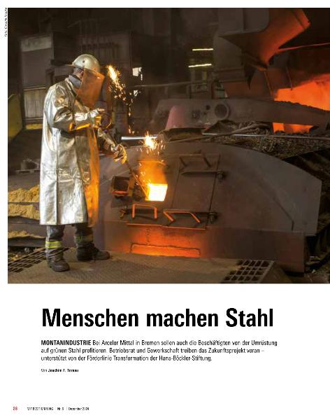 Auszug aus dem Magazin Mitbestimmung Nr. 6 Menschen machen Stahl